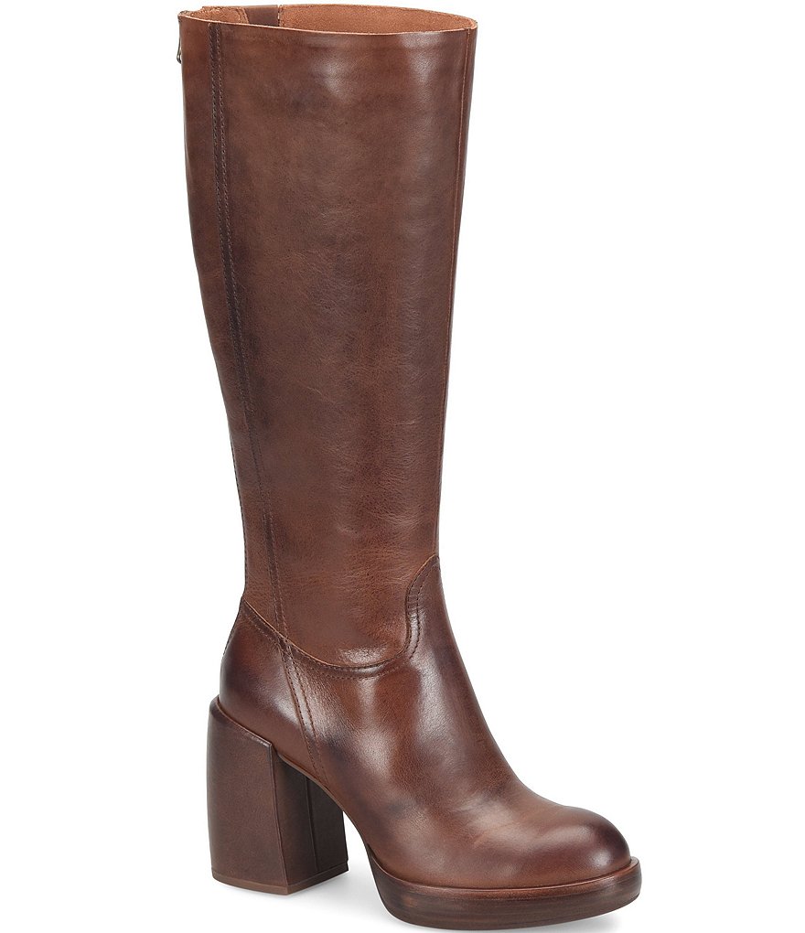 Kork-Ease Anny Leather Block Heel Platform Tall Boots | Dillard's