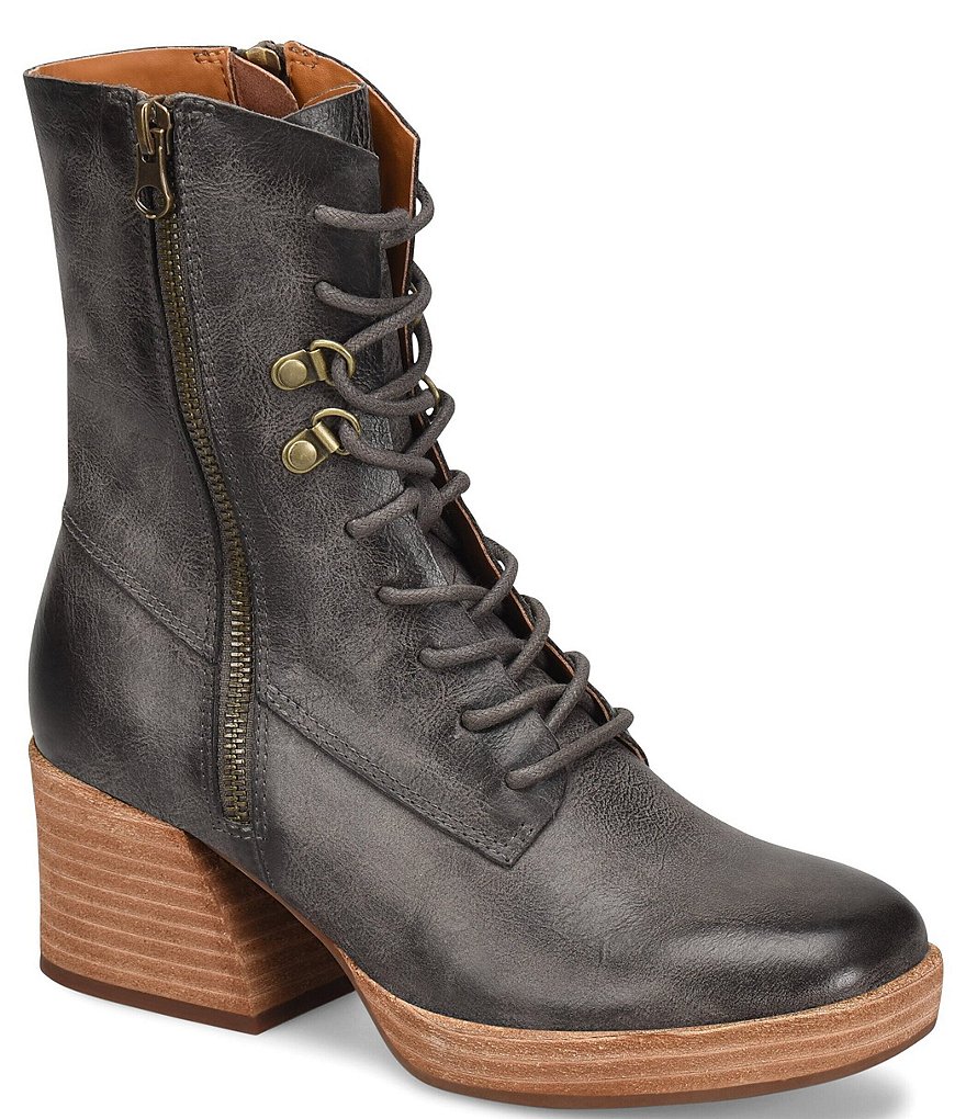 Kork-Ease Raleigh Leather Lace-Up Zip Platform Combat Boots | Dillard's