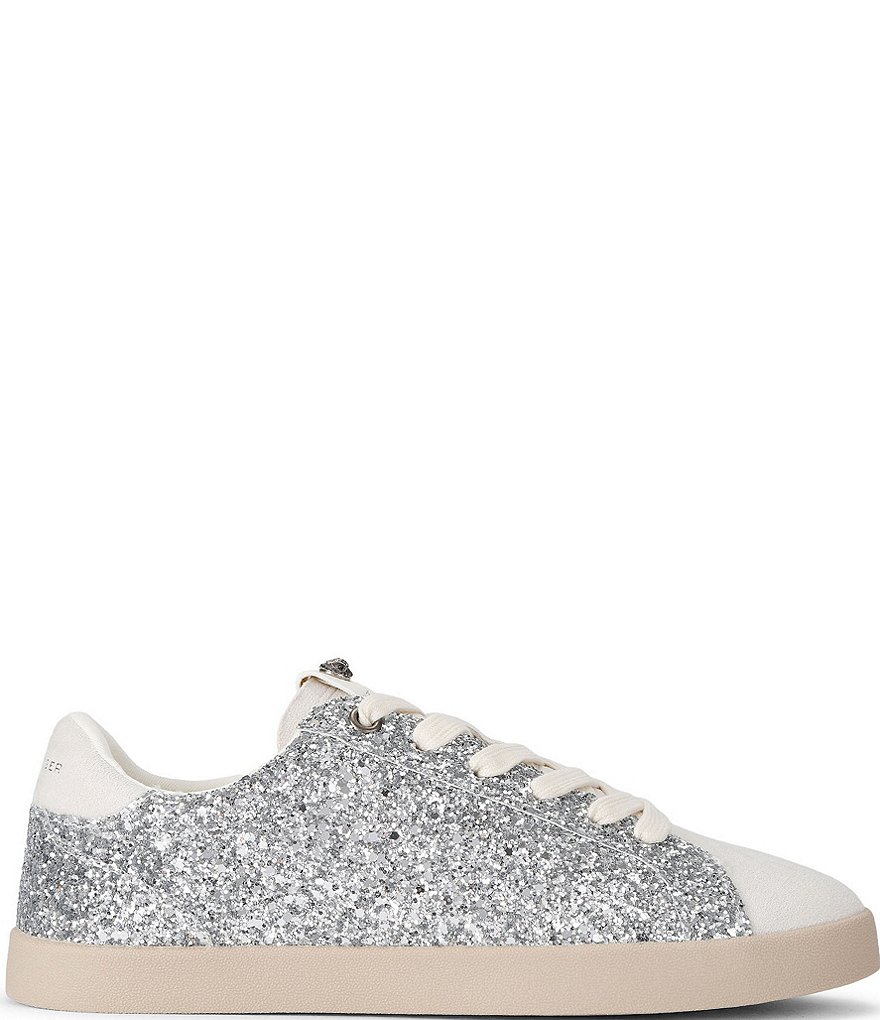 Britton Silver Glitter Ornament Lace Up Sneakers