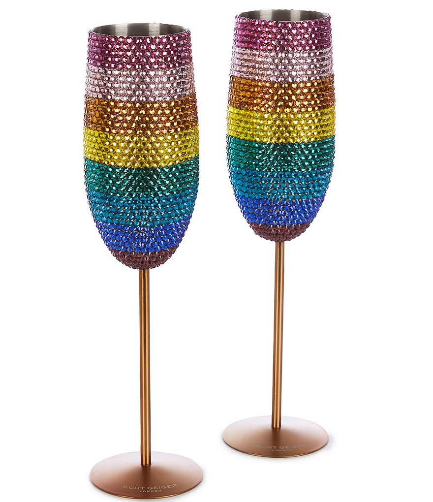 Kurt Geiger London Set of 2 Rainbow Crystal Martini Glasses