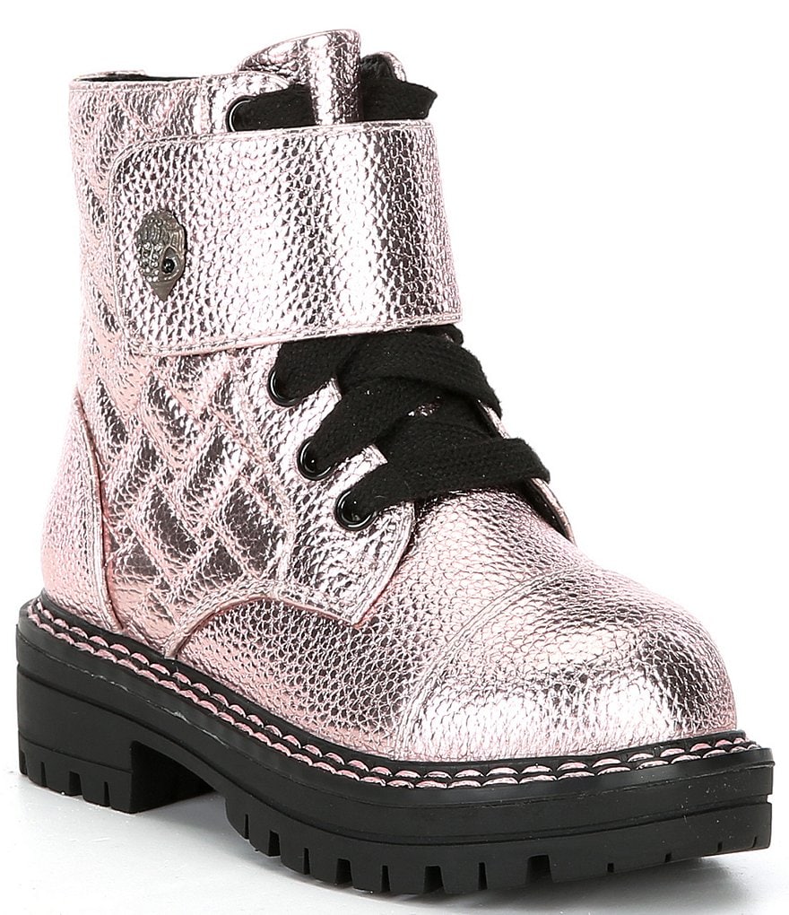 Kurt Geiger London Girls' Kensington Metallic Leather Strap Boots ...