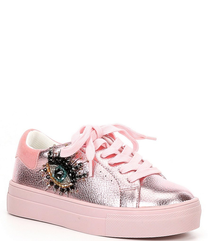 Kurt Geiger London Girls' Mini Laney Eye Embellished Metallic Leather  Sneakers (Toddler)