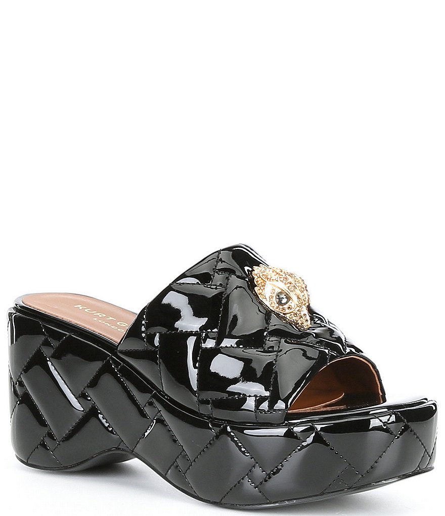 パネル カートジェイガーロンドン レディース サンダル シューズ Kensington eagle-embellished quilted  patent-leather mules 通販