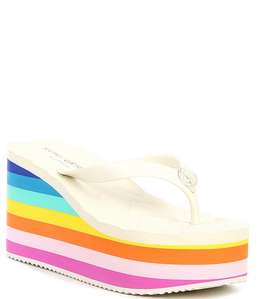 Kurt Geiger London Kensington Rainbow Flip-Flop Platform Wedges | Dillard's