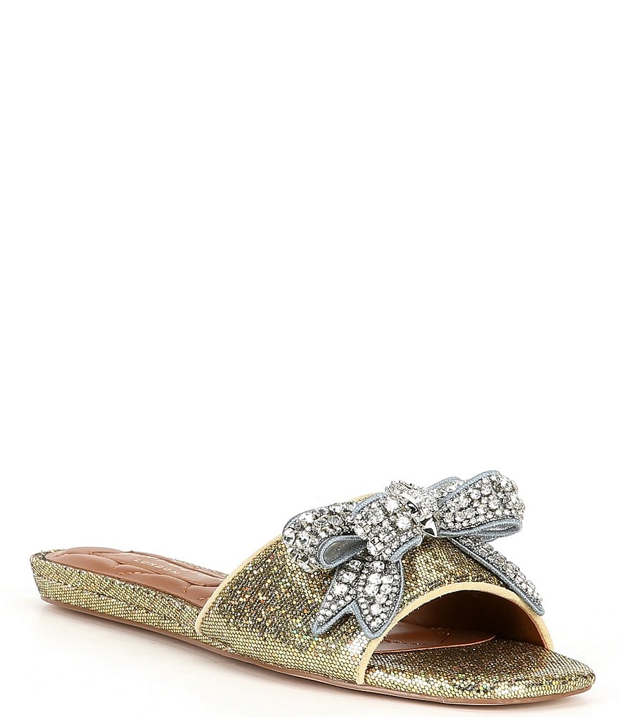 Kurt Geiger London Kensington Sequin & Crystal Bow Flat Sandals | Dillard's