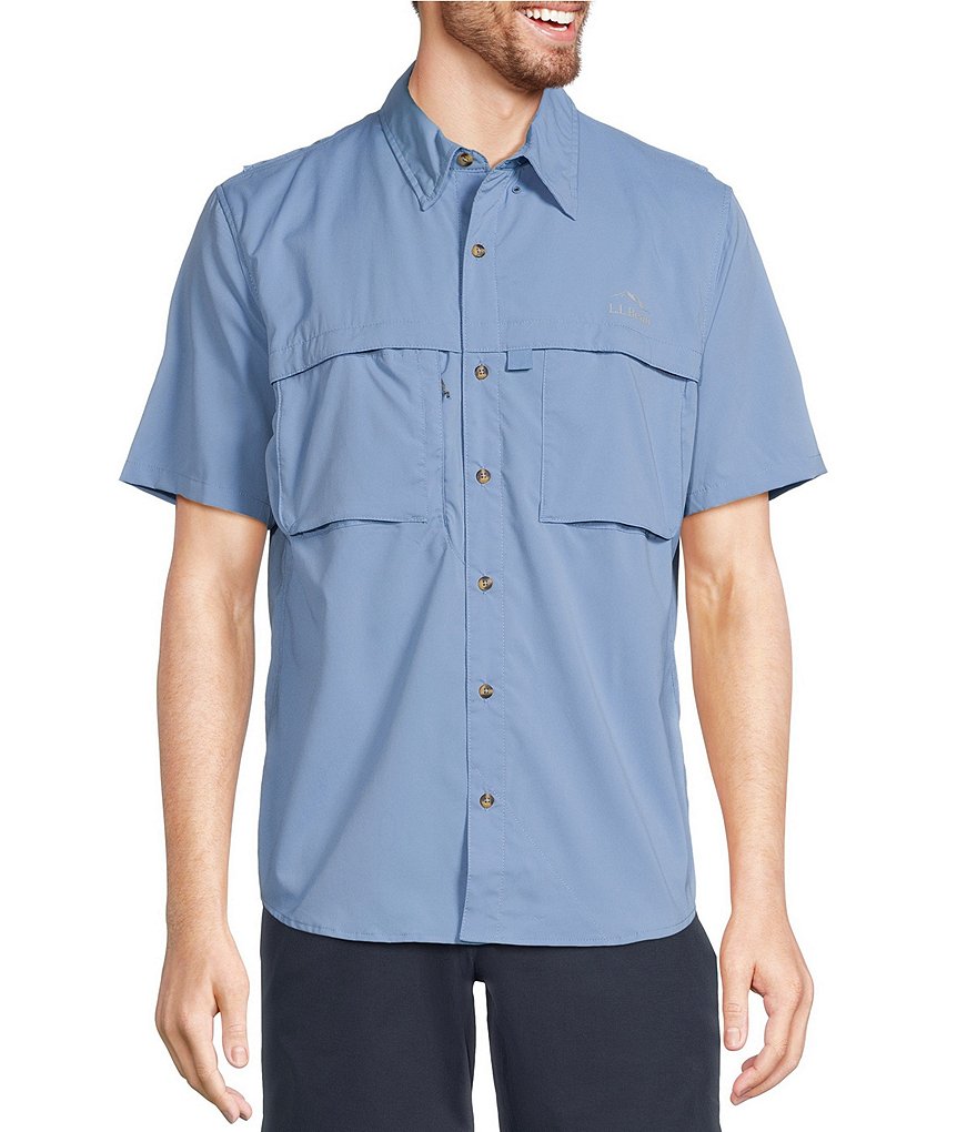 L.L.Bean Tropic Wear Short Sleeve Shirt, Mens, L, Dusty Sage