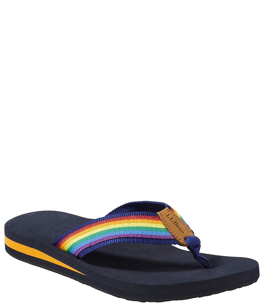 L.L.Bean Women s Classic Maine Isle Rainbow Stripe Flip Flops Dillard s