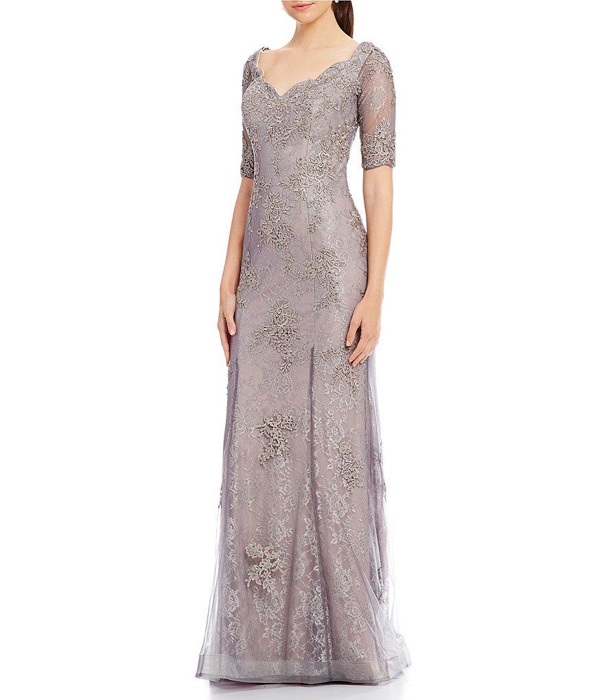 La Femme Scalloped Lace Gown | Dillards