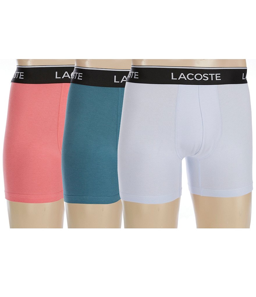 Lacoste Underwear 3 Pack Classic Cotton Boxer Brief Flyless Contoured Pouch  NEW