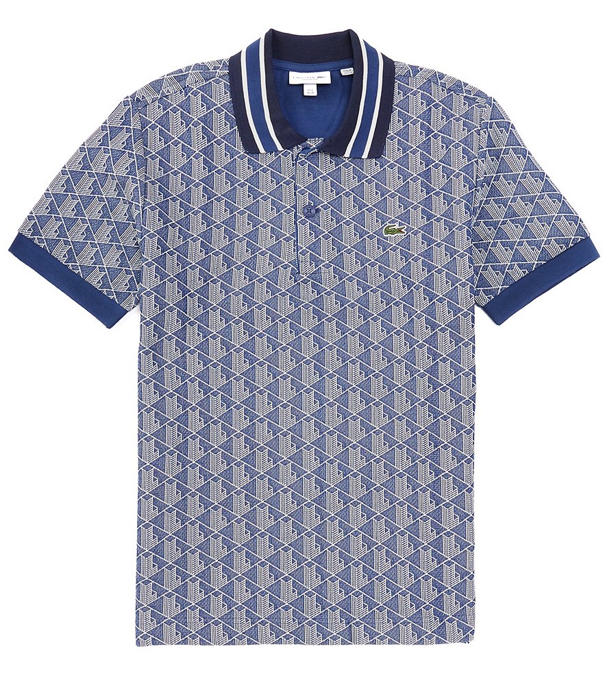 Lacoste Monogram Jacquard Short Sleeve Polo Shirt | Dillard's