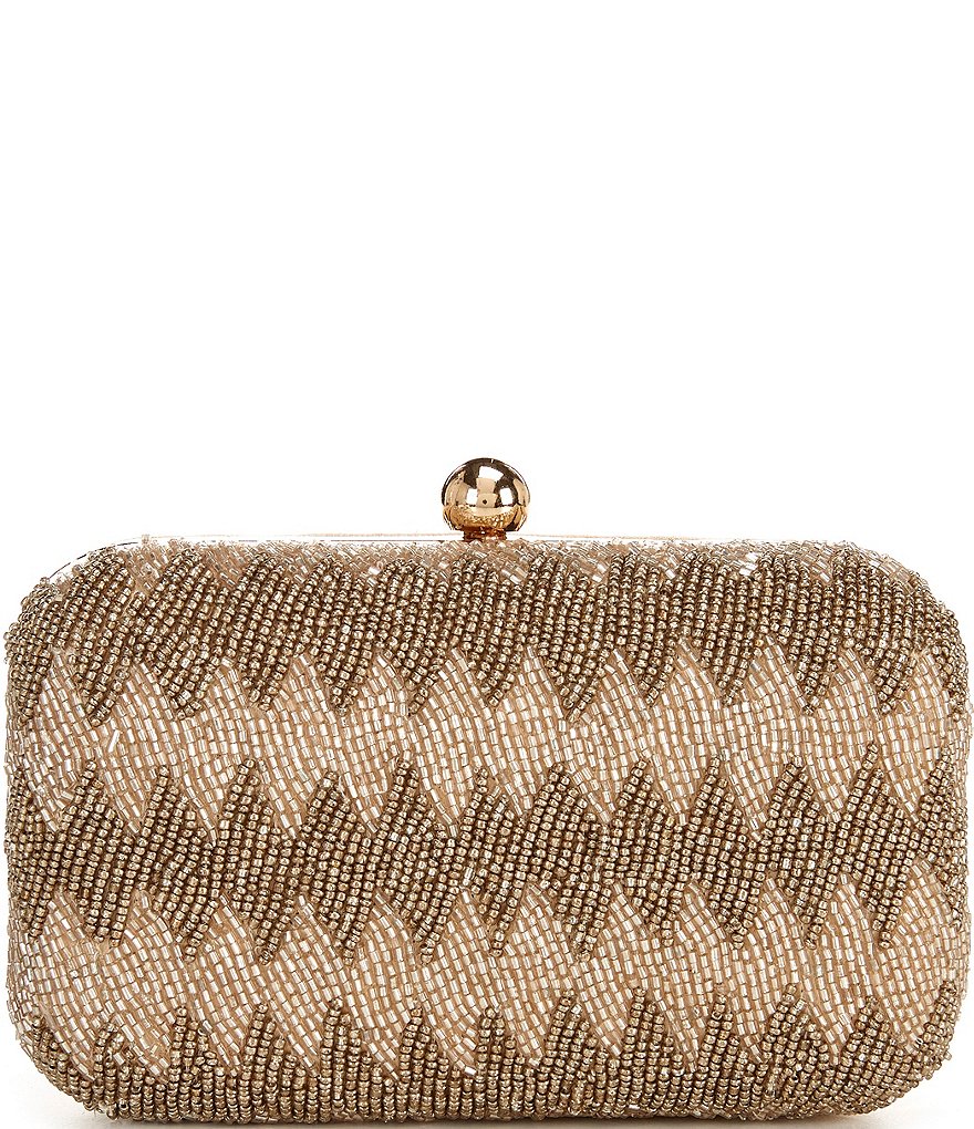 Landry Satin Woven Front Minaudiere Clutch