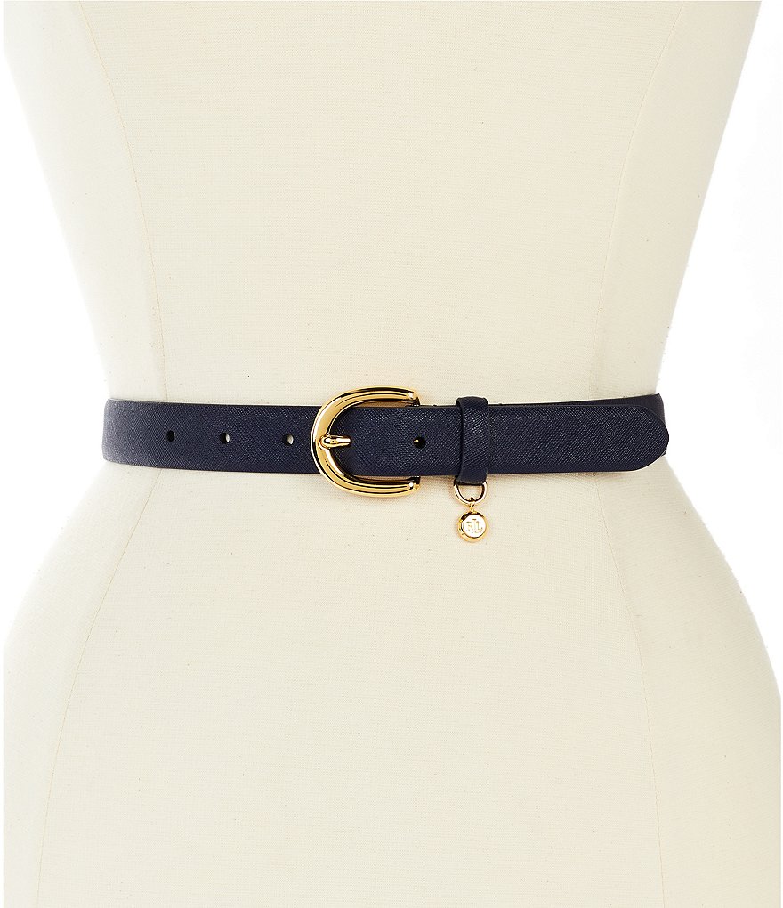 LAUREN RALPH LAUREN NAVY BLUE charm cow genuine leather women\'s skinny belt LAUREN RALPH LAUREN NAVY BLUE charm cow genuine leather  main image 4