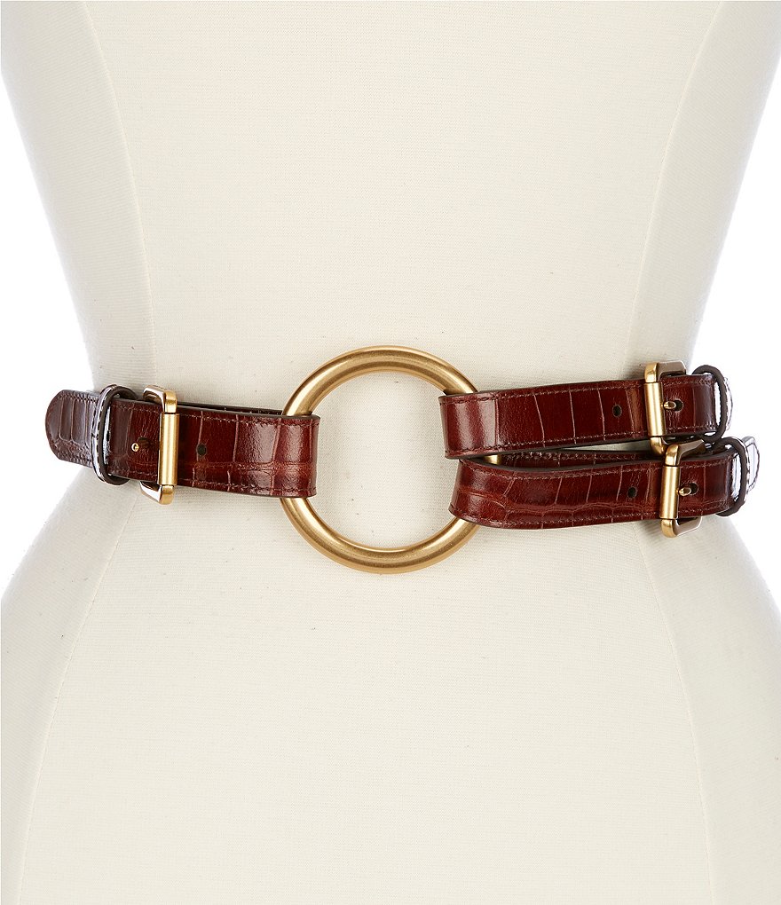 Lauren Ralph Lauren 2 Tri Strap O Ring Crocodile Embossed Leather Belt Dillard s