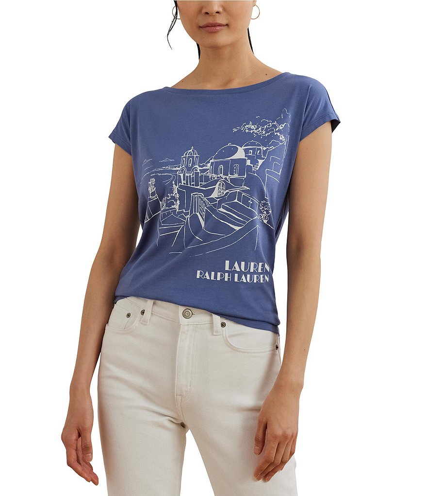 Lauren Ralph Lauren Cotton Blend Jersey Boat Neck Short