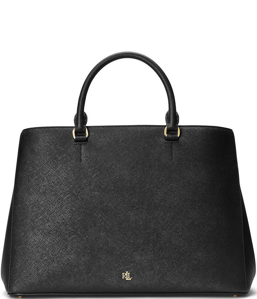 Lauren Ralph Lauren Crosshatch Leather Large Hanna Satchel Bag | Dillard's