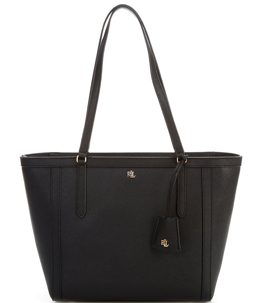 Ralph Lauren Crosshatch Leather Medium Clare Tote Woman Handbag Black
