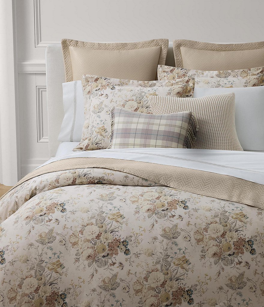 Ralph Lauren Willa Floral 3PC KING Duvet Cover Set fashion Chambray/Cream Cotton $420