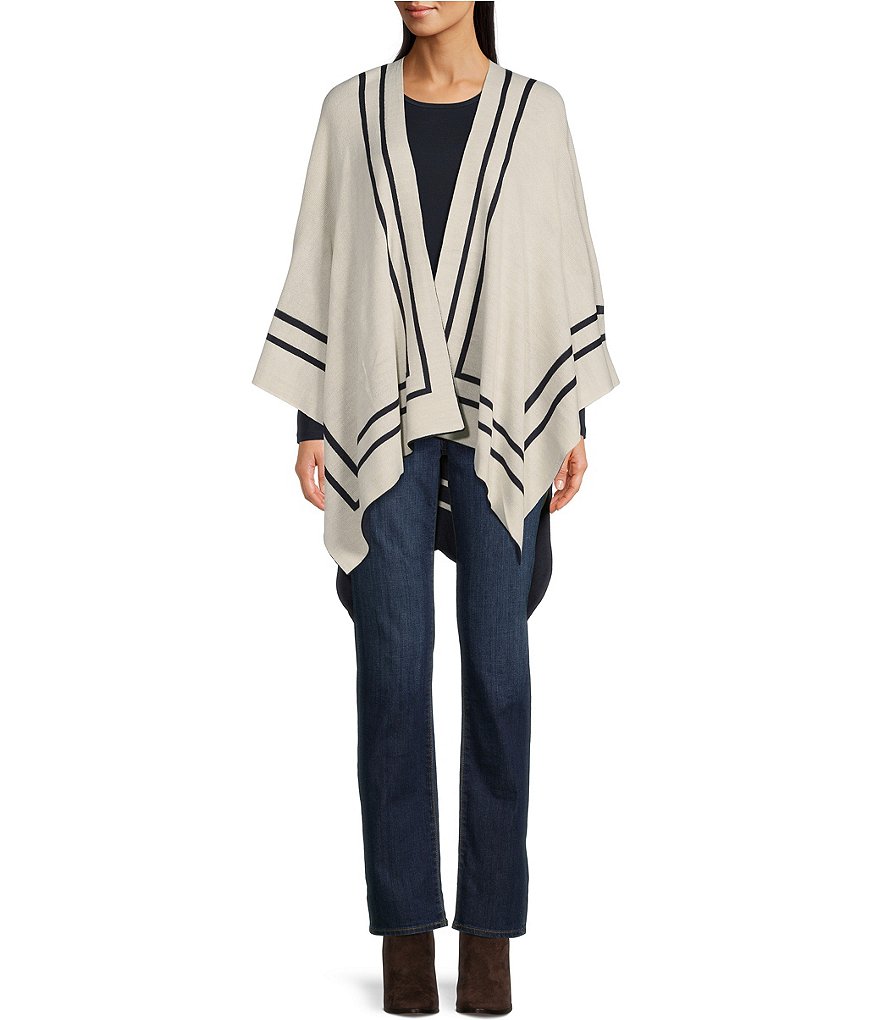 Lauren Ralph Lauren Jet Set Reversible Striped Border Knit Ruana