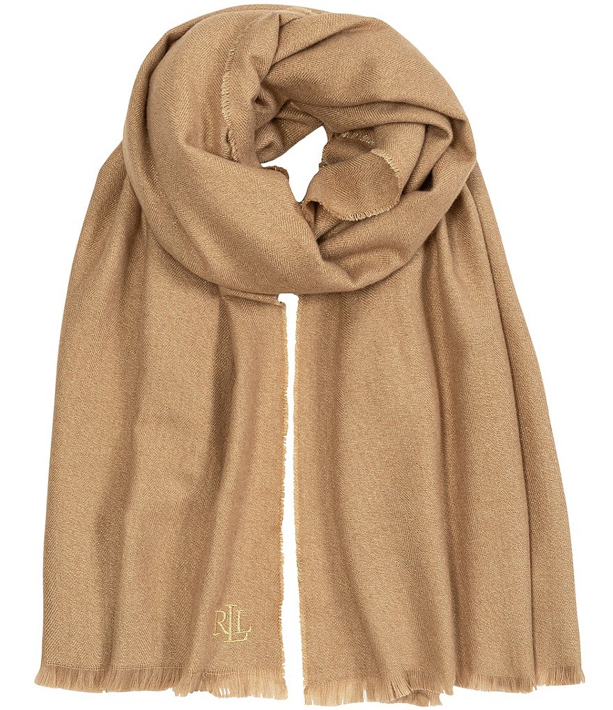 NWT POLO RALPH LAUREN BRIGHT CAMEL outlet NECK WRAP CASHMERE SCARF