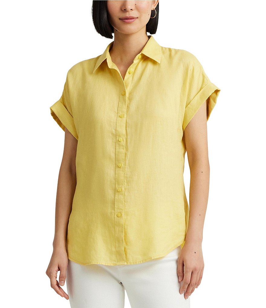 Lauren Ralph Lauren Dolman-Sleeve Linen Shirt - White