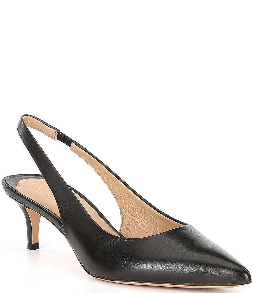 Lauren Ralph Lauren Lolah Burnished Leather Slingback Pumps