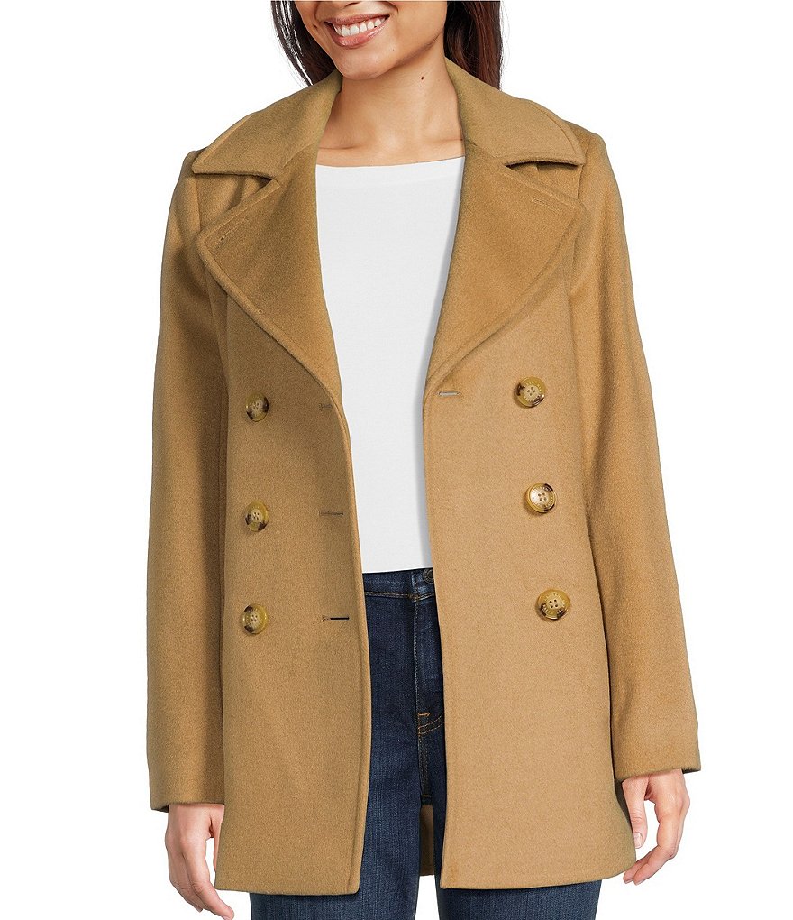 Lauren Ralph Lauren Petite Size Wool Blend Double Breasted Notch Collar Button Front Peacoat Dillard s