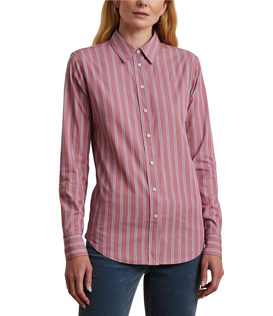 Offers Lauren Ralph Lauren Womens Petite Buttoned Gingham Top