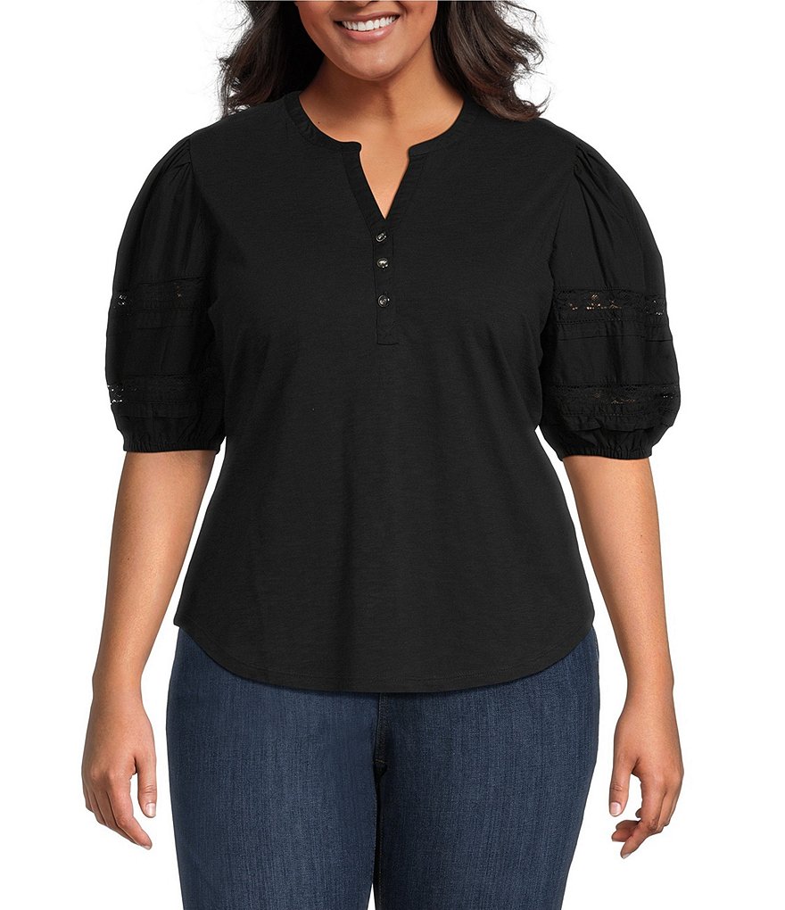 Lauren Ralph Lauren Plus Size 2-Pc. Long-Sleeve Notched-Collar