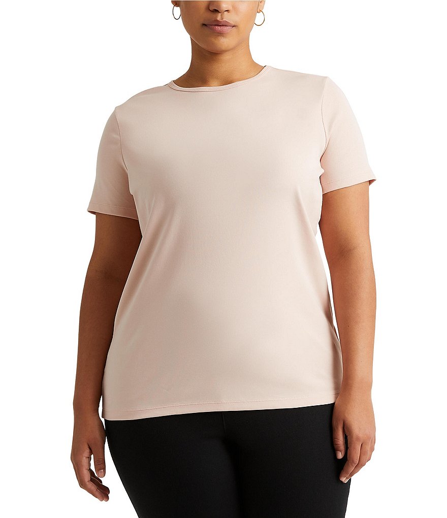 Lauren Ralph Lauren Plus Size Crew Neck Short Sleeve Stretch