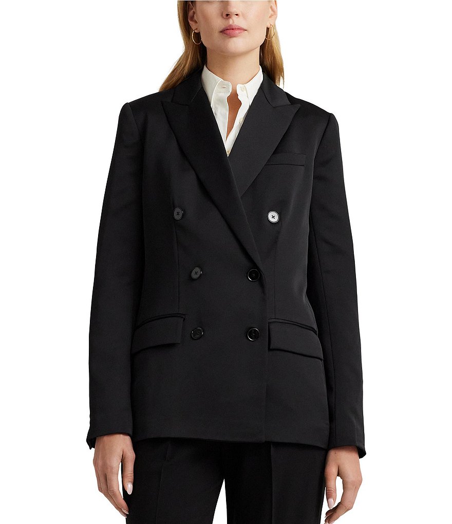 Lauren Ralph Lauren Satin Crepe Peak Lapel Long Sleeve Blazer | Dillard's