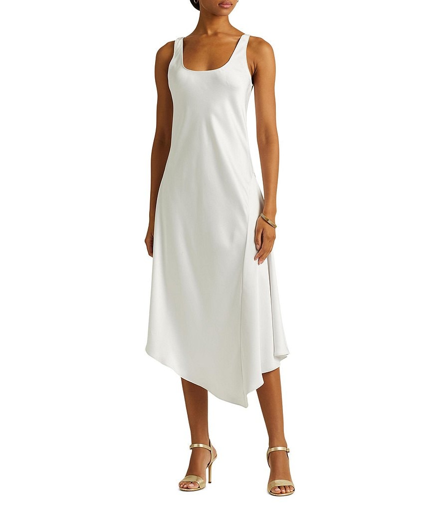 Lauren Ralph Lauren Satin Sleeveless Scoop Neck Midi Slip Dress | Dillard's
