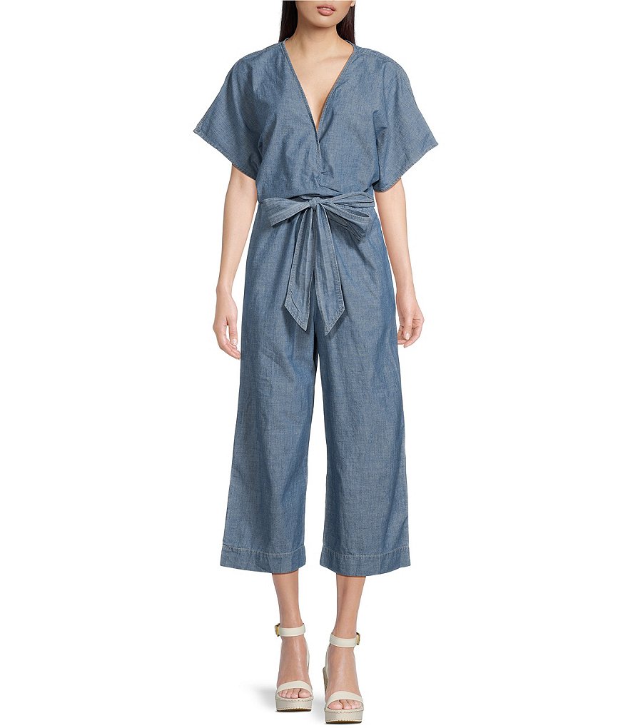 Lauren Ralph Lauren Short Dolman Sleeve Belted Chambray Jumpsuit ...