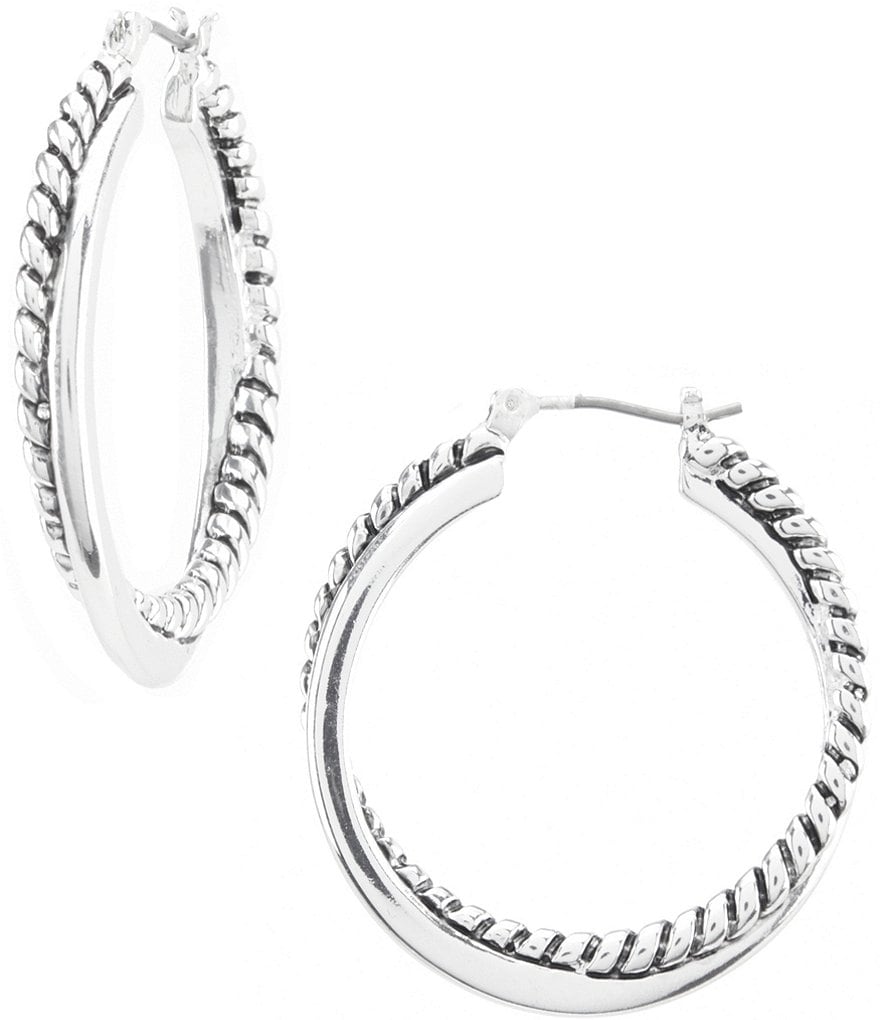 Lauren Ralph Lauren Silver Twisted Hoop Earrings | Dillard's