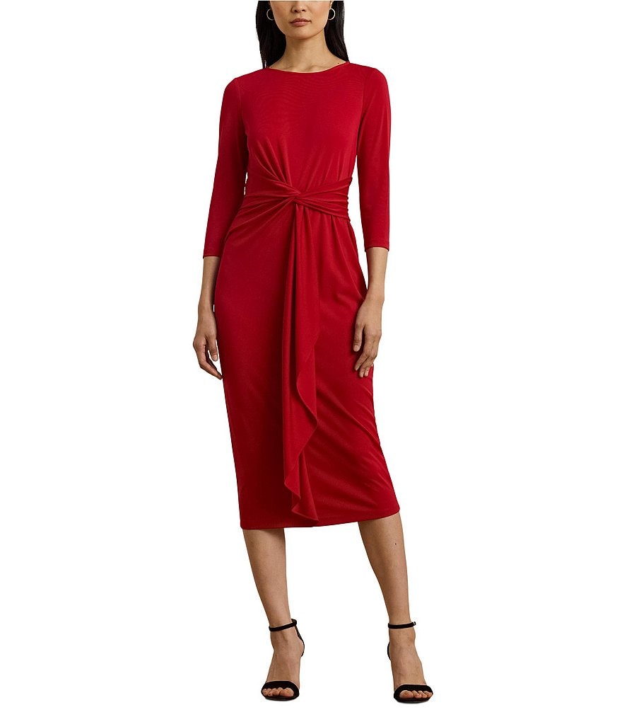 送料関税込【LAUREN RALPH LAUREN】CARLYNA 3/4 SLEEVE DRESS LAUREN RALPH LAUREN CARLYNA 3/4 SLEEVE DRESS | Midnight blue