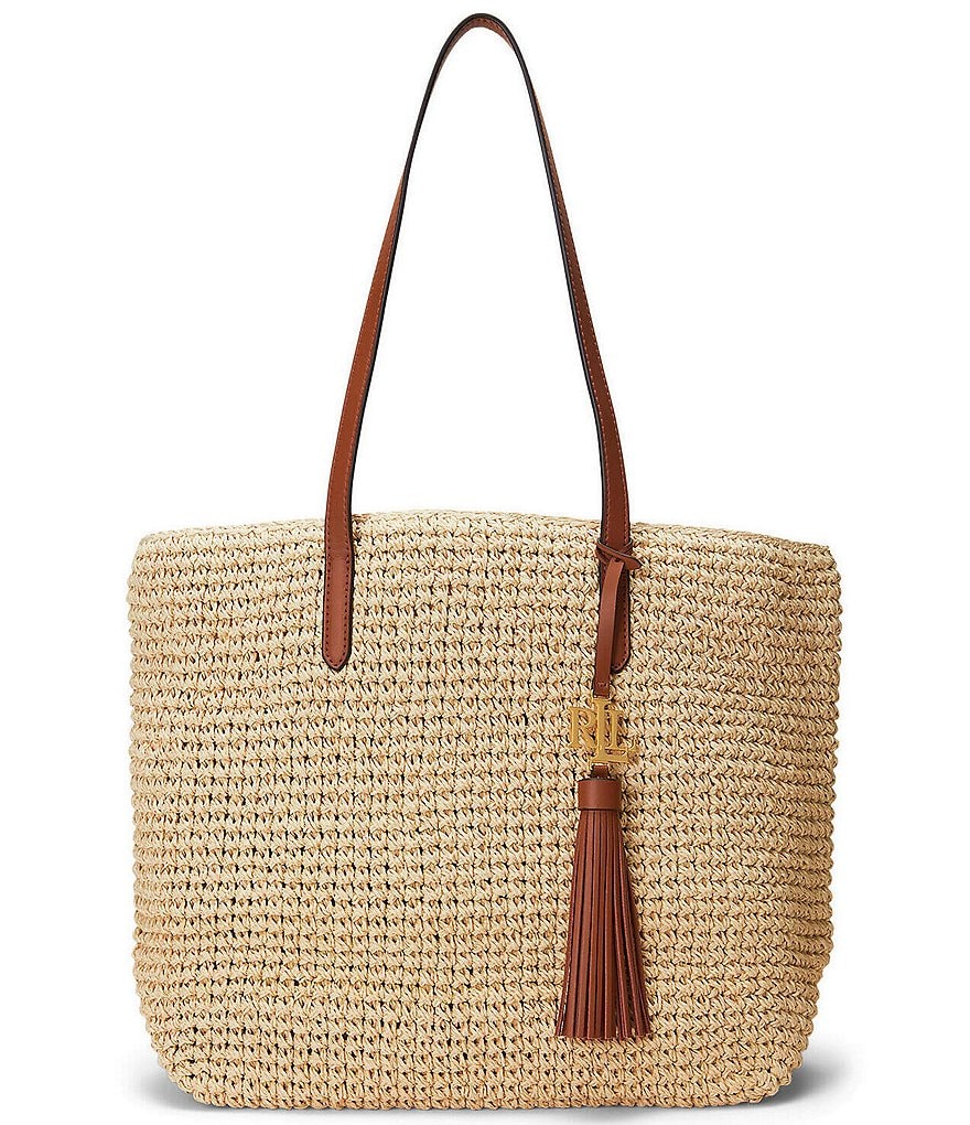 Lauren Ralph Lauren Whitney Medium Straw Tote Bag | Dillard's