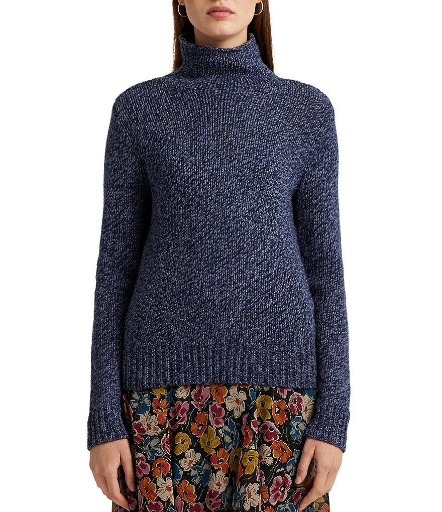 Lauren Ralph Lauren Wool Blend Funnel Neckline Long Sleeve Sweater ...