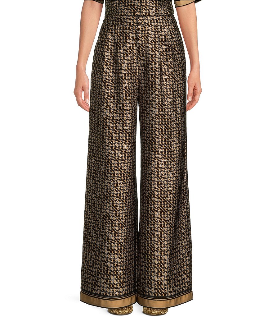 louren geometric jacquard widepants