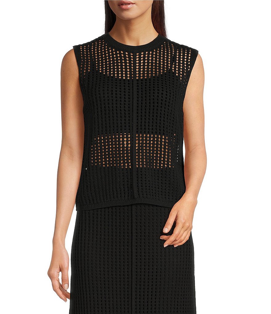 Le' AL.X Mesh Knit Crewneck Sleeveless Coordinating Tank
