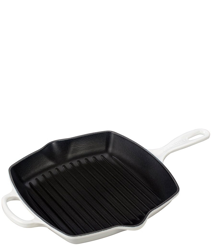 Le Creuset Signature Square 10.25 White Enameled Cast Iron Grill Pan Skillet  Grill + Reviews