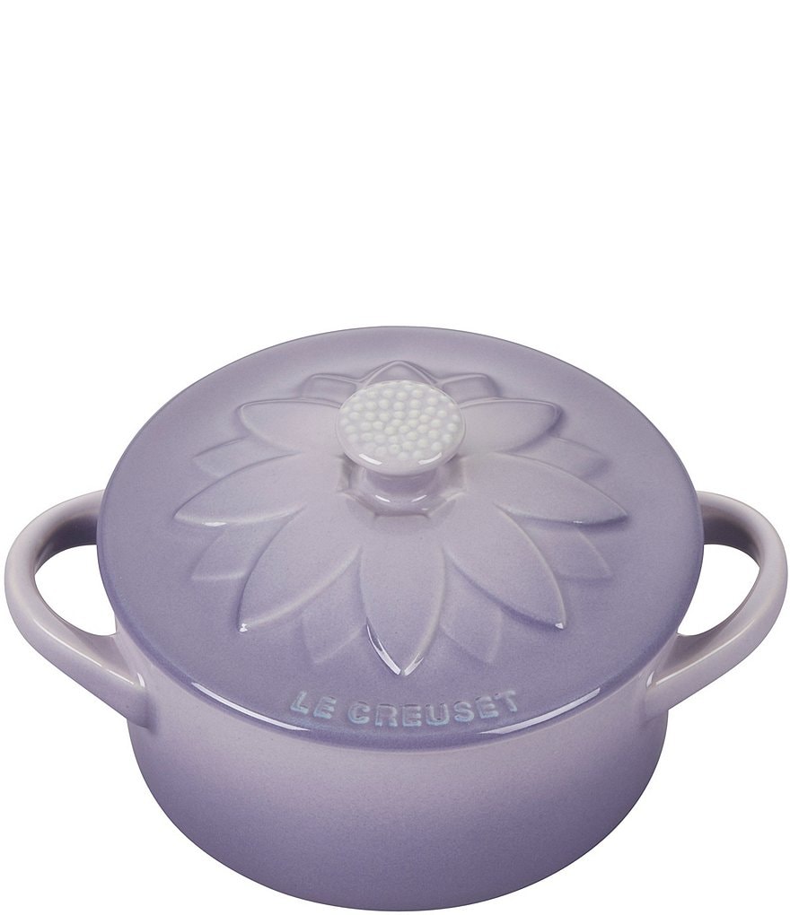 Le Creuset Mini Cocotte With Flower Lid in White