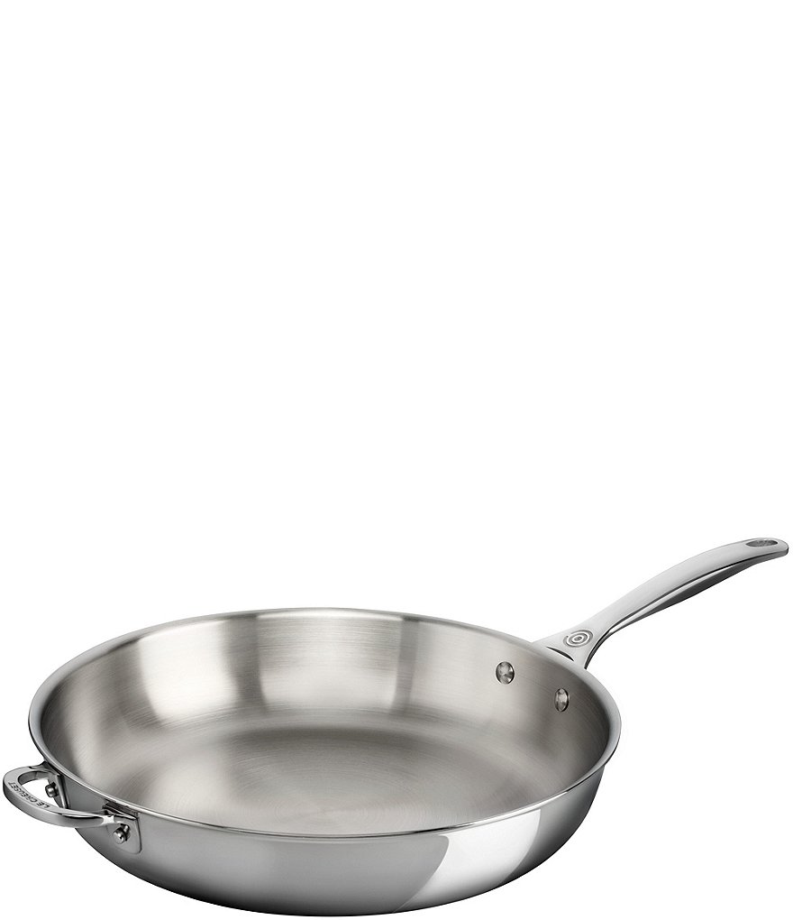 DELUXE 12 Inch Stainless Steel Skillet Frying Pan, Large Saute Pan with Lid  and Stay-Cool Handle, 5qt Deep Sauté Pans for Deep-Fry Braise Stew