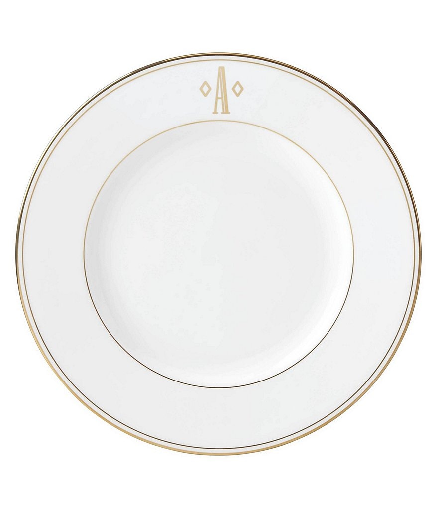 lenox federal gold block monogram salad plat