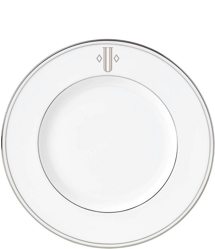 B Lenox Federal Platinum Block Monogram Dinnerware Salad Plate