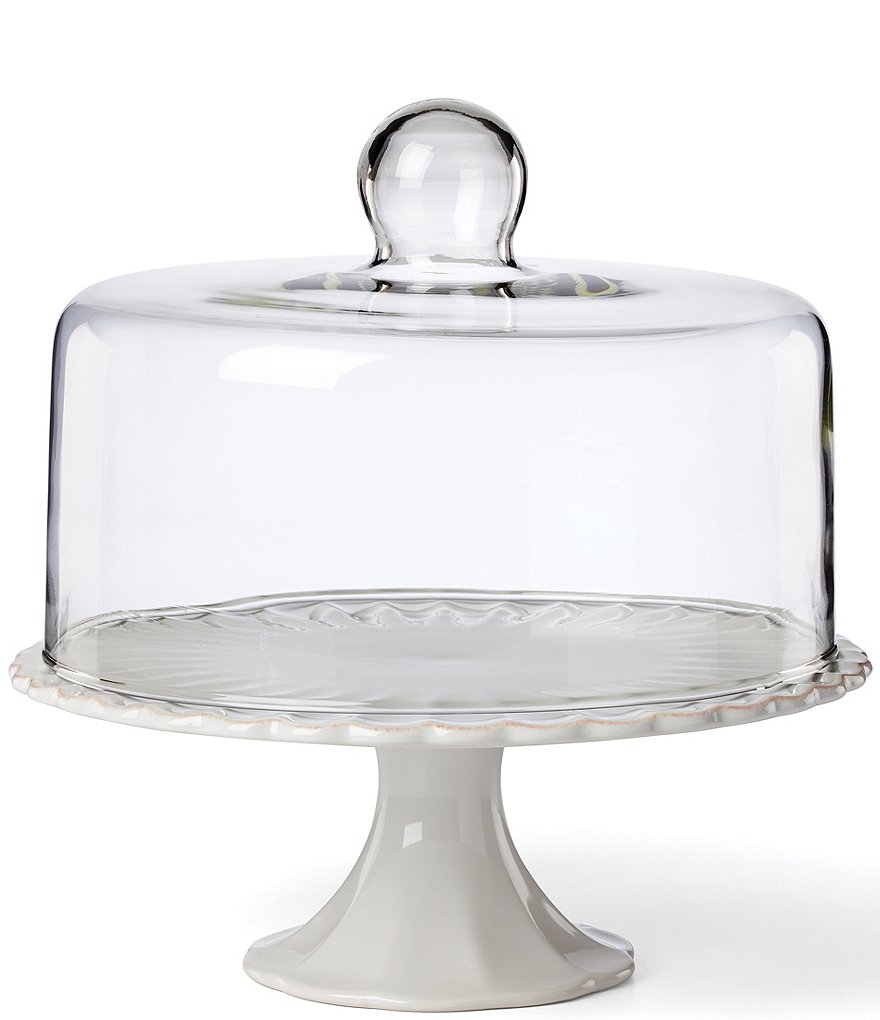 Lenox French Perle White Cake Plate with Dome