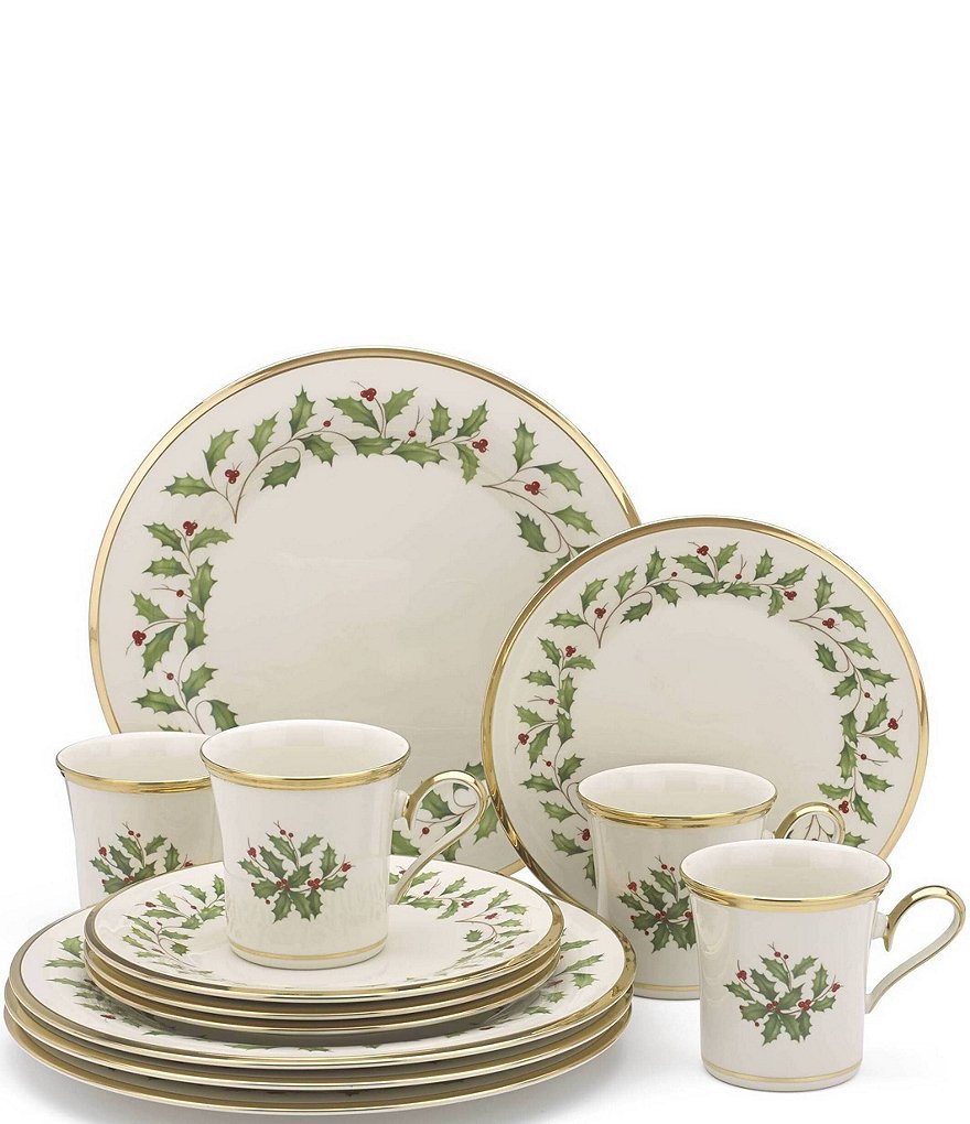 Lenox Holiday 12-Piece Floral Motif Dinnerware Set