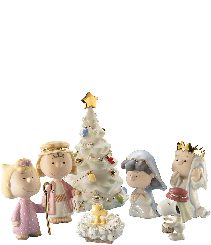 Lenox Peanuts Collectibles Charlie Brown 7-Piece Christmas Pageant Figurine  Set