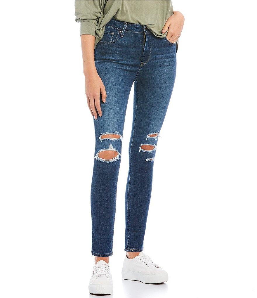 Levi's® 721 Destructed High Rise Ankle Skinny Jeans | Dillard's
