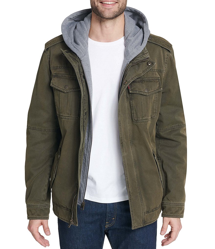levi's hooded military jacket