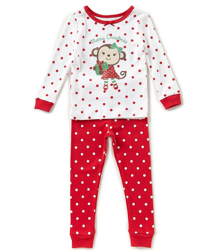 Little Me Baby Girls 12-24 Months Dotted Christmas Monkey 