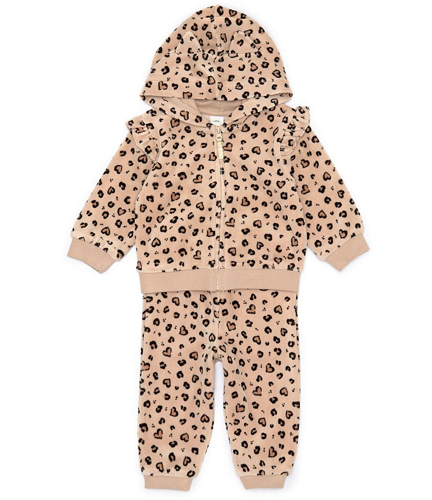 2Pcs Toddler Baby Tracksuit Girls Boys Leopard Print Outfit Kids Fall Long  Sleeve Hoodies Top+Long Pants Leggings Clothes Set 